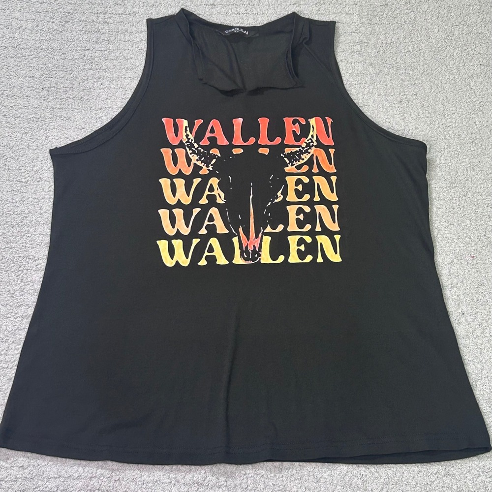 Morgan Wallen Graphic Tank Top Slit V Neck XL Country Western Concert Tee